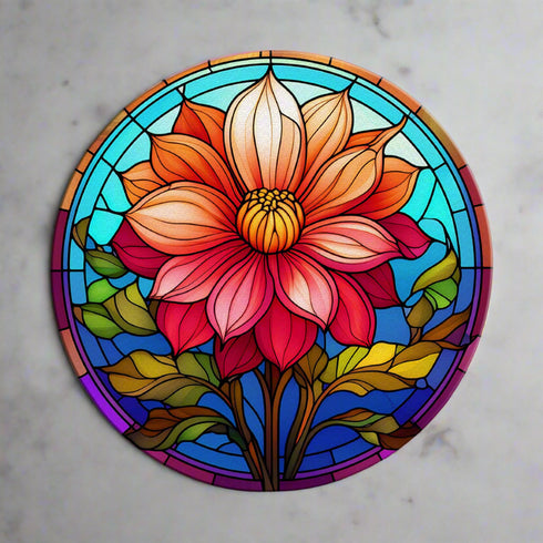 Dahlia Circular Glass Suncatcher Worktop Saver